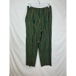 Bonnie Blair Women's Size Medium Green Elastic Waist Geo Print Pull On Pants